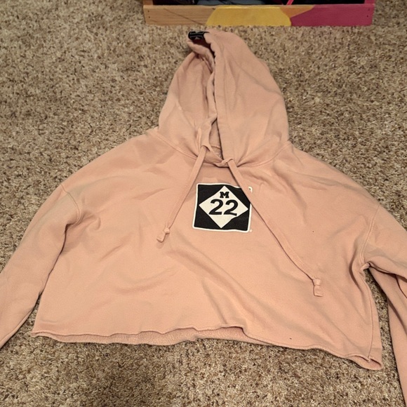 M22 Tops - M22 Women's Tan Cropped Hoodie